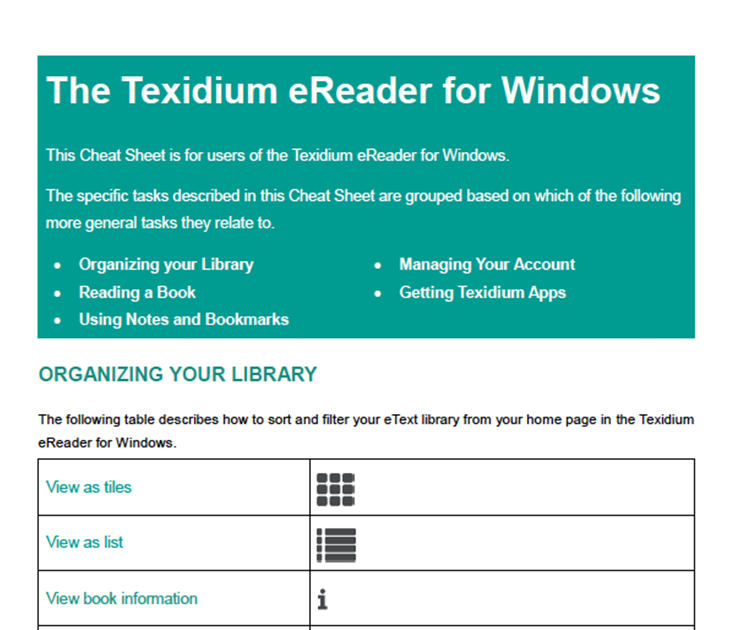 The Texidium eReader for Windows Overview