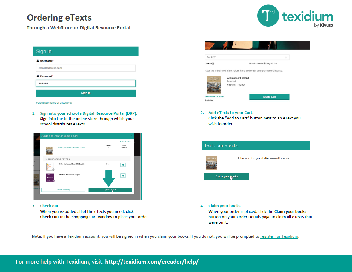 Ordering eTexts Through a WebStore or Digital Resource Portal