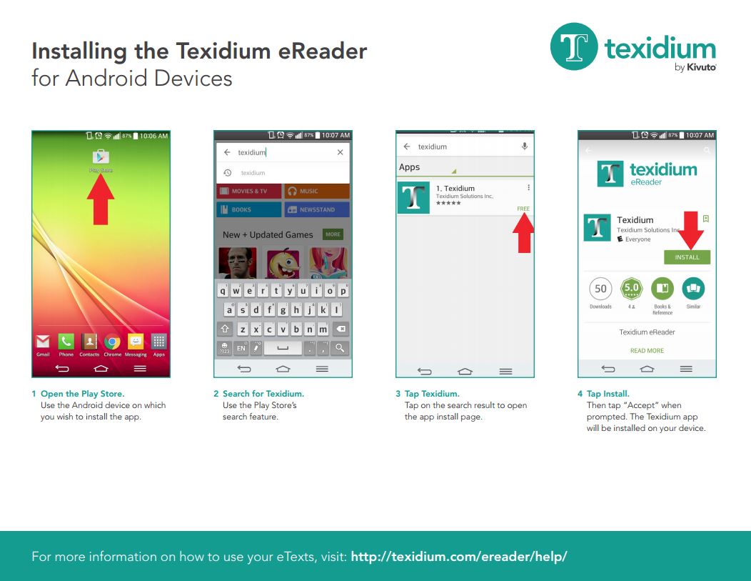 Installing the Texidium eReader for Android Devices
