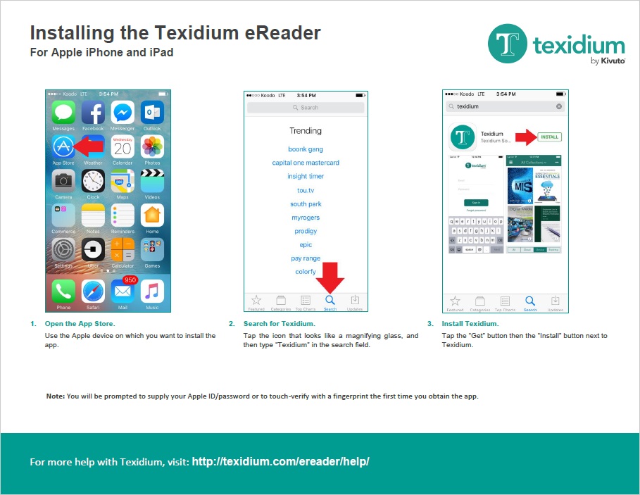Installing the Texidium eReader for Apple iPhone and iPad