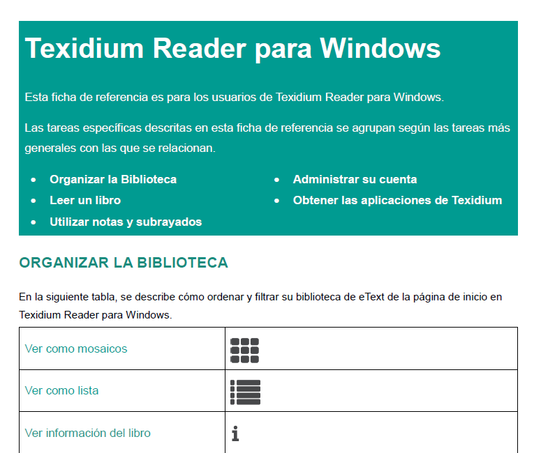 Visión de conjunto - Texidium para Windows
