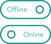 Offline сообщение. Значок онлайна и оффлайна. Оффлайн на прозрачном фоне.