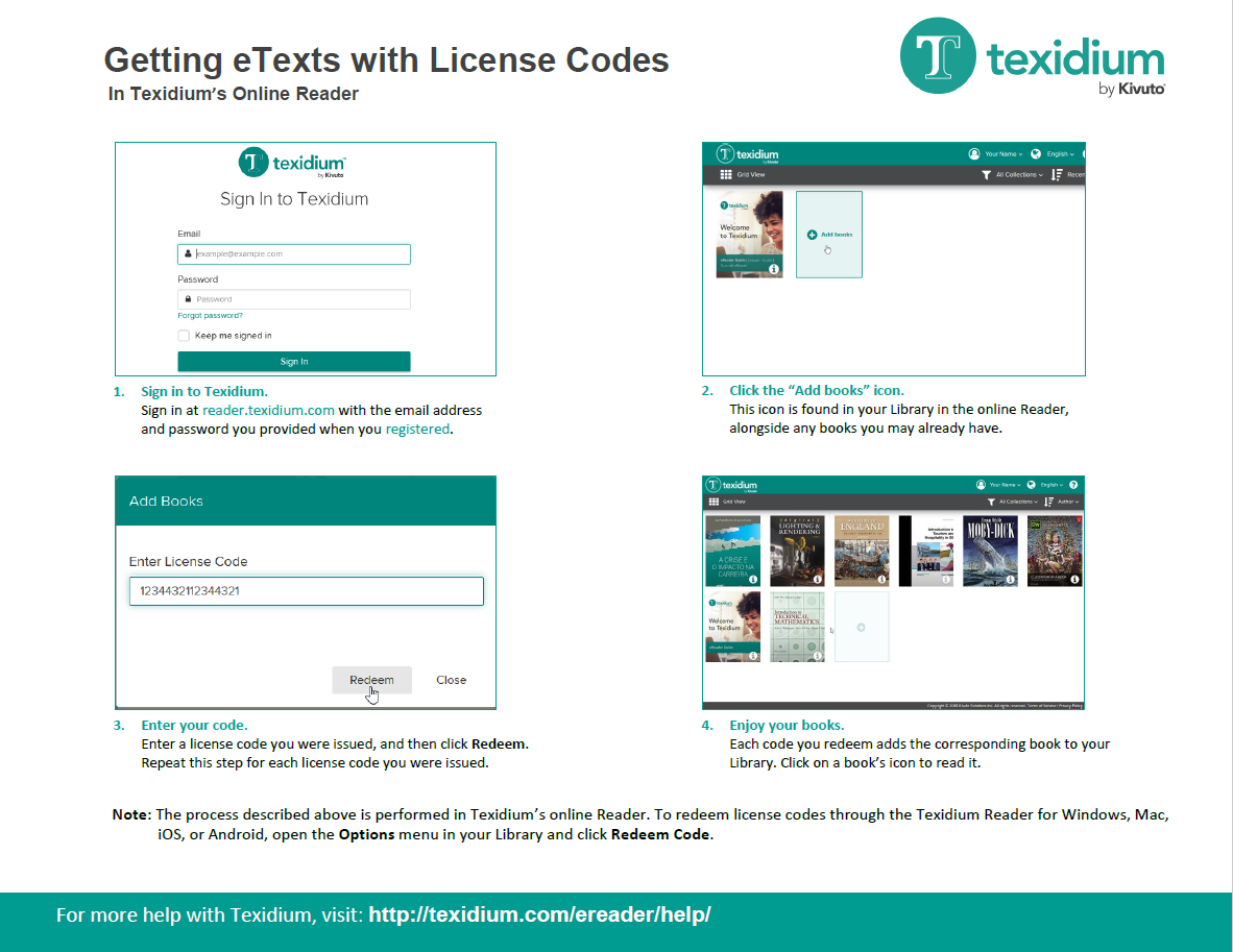 Getting eTexts with License Codes